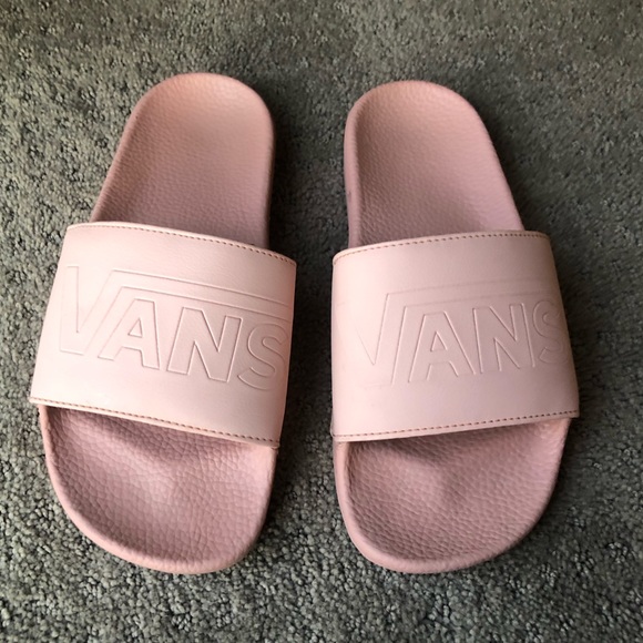 pink vans slides 